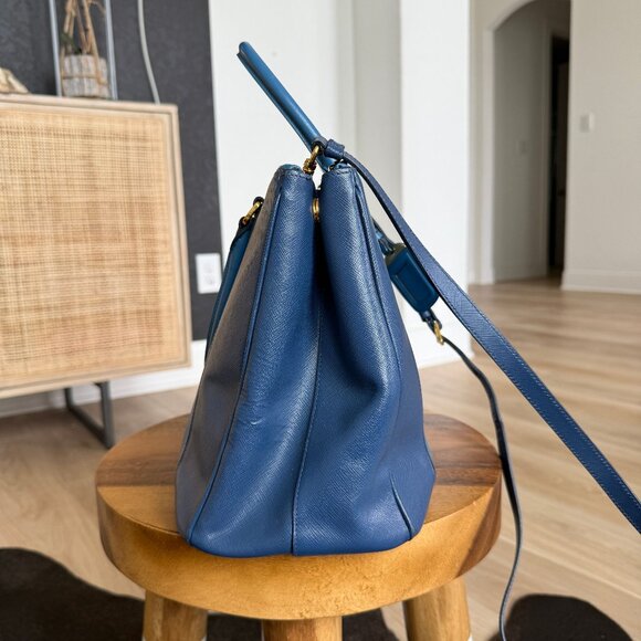 Prada Saffiano Blue Colorblock Tote Bag - Picture 5 of 11